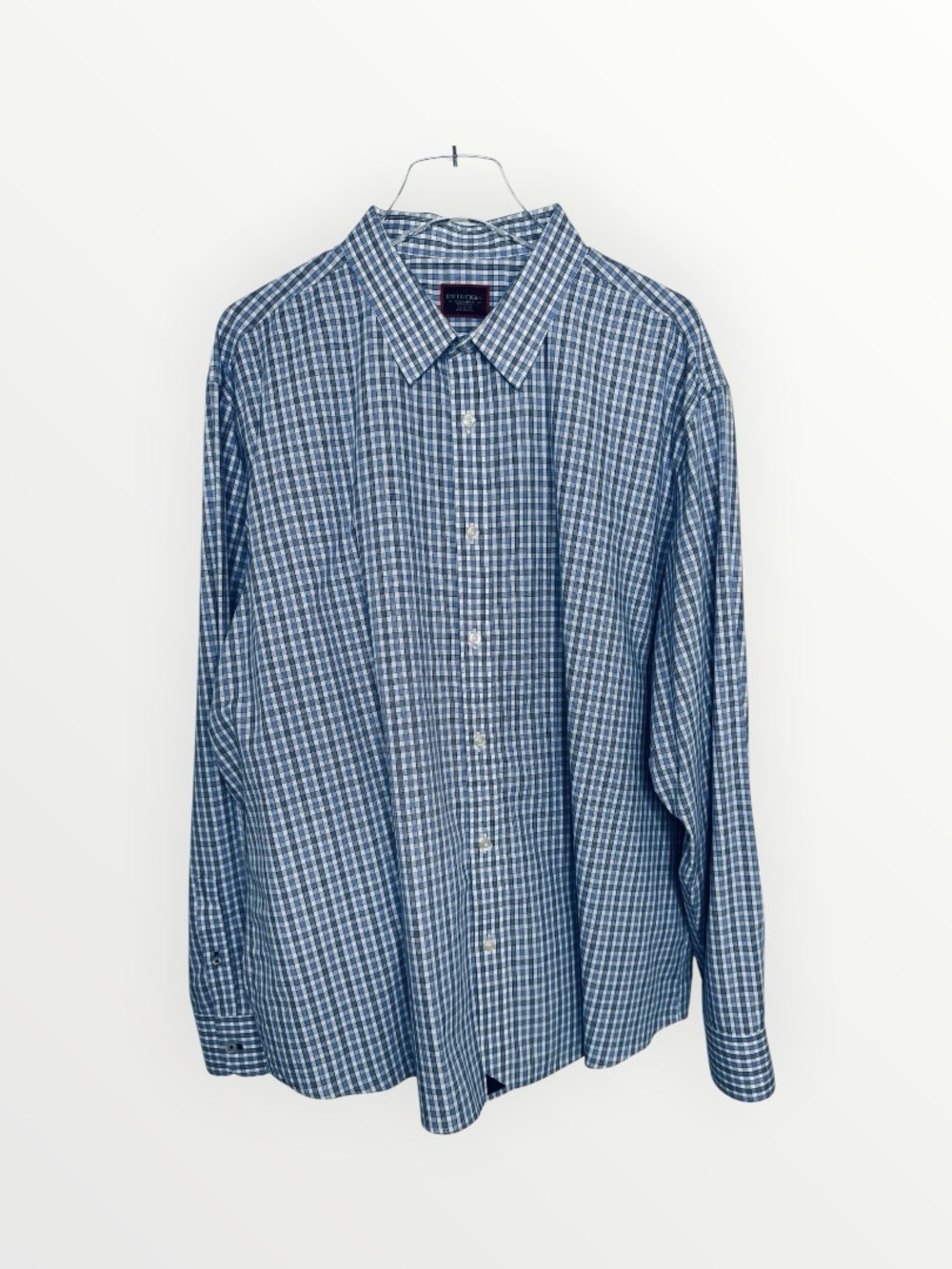UNTUCKit Men's Blue Plaid Wrinkle Free Button Up Long Sleeve Shirt XXX-Large